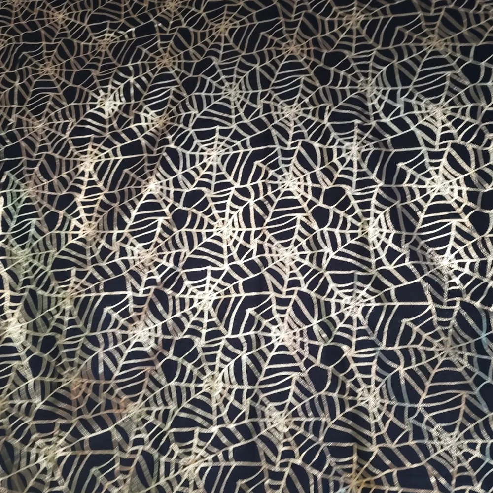 Spider web metallic gold & black shower curtain.used as a backdrop halloween
